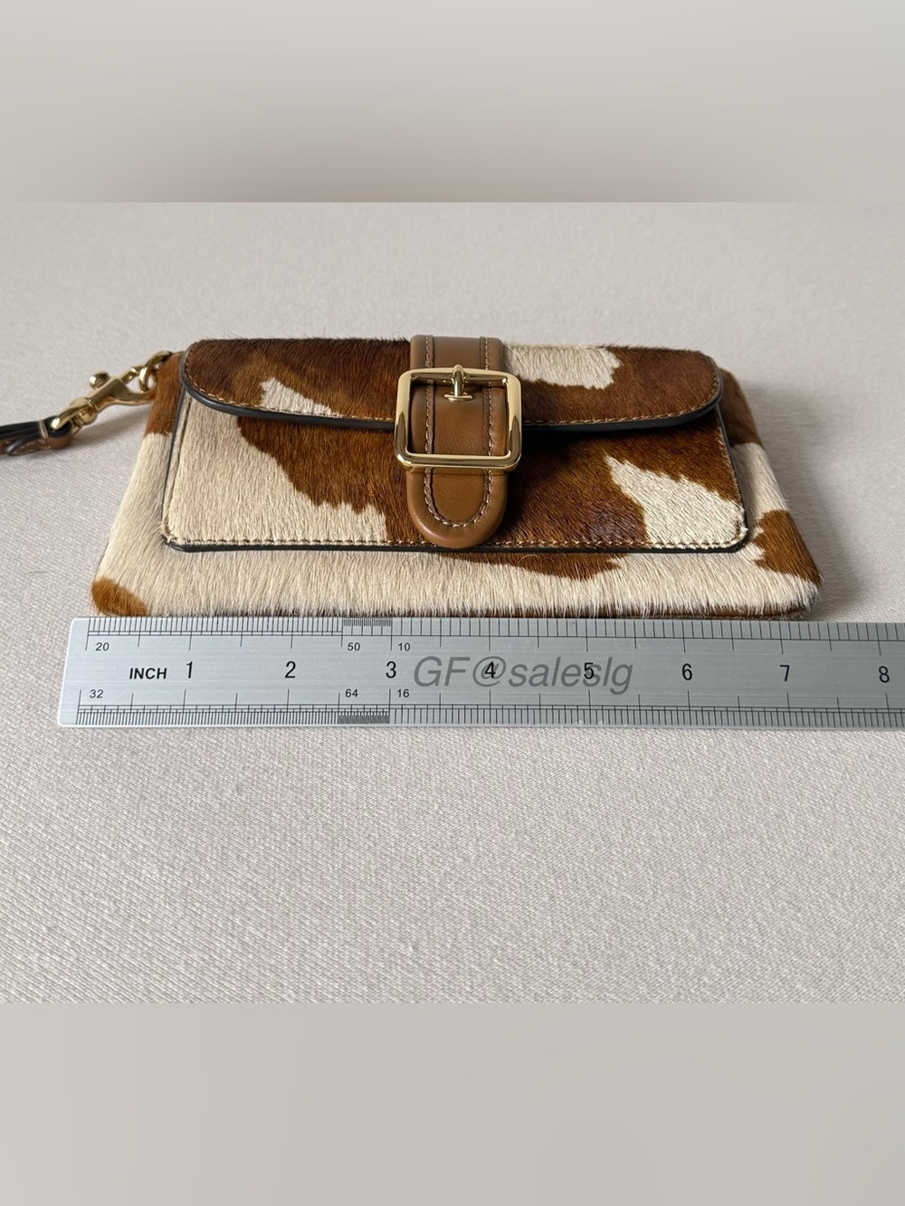 NWT Coach Ashton Haircalf Cow Print Wristlet Clutch Wallet Rare CDY07 Tan Brown - Picture 8 of 16